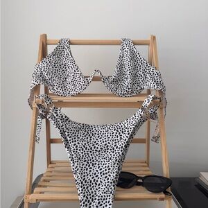 Black and White Polka Dot Bikini Set